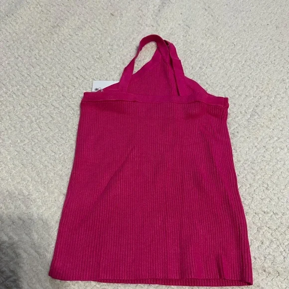 Pink sleeveless tank top ribbed backless camisole - Picture 4 of 5